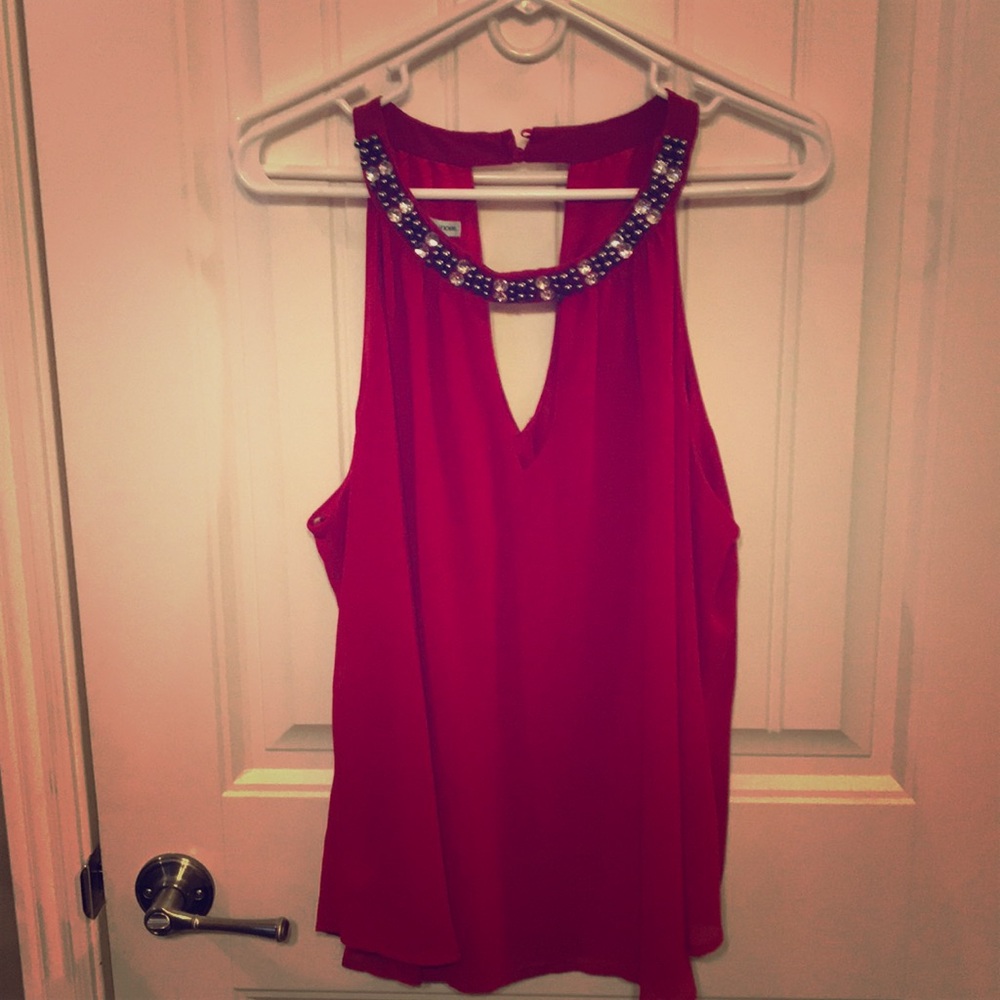 XL halter top with beading around neckline